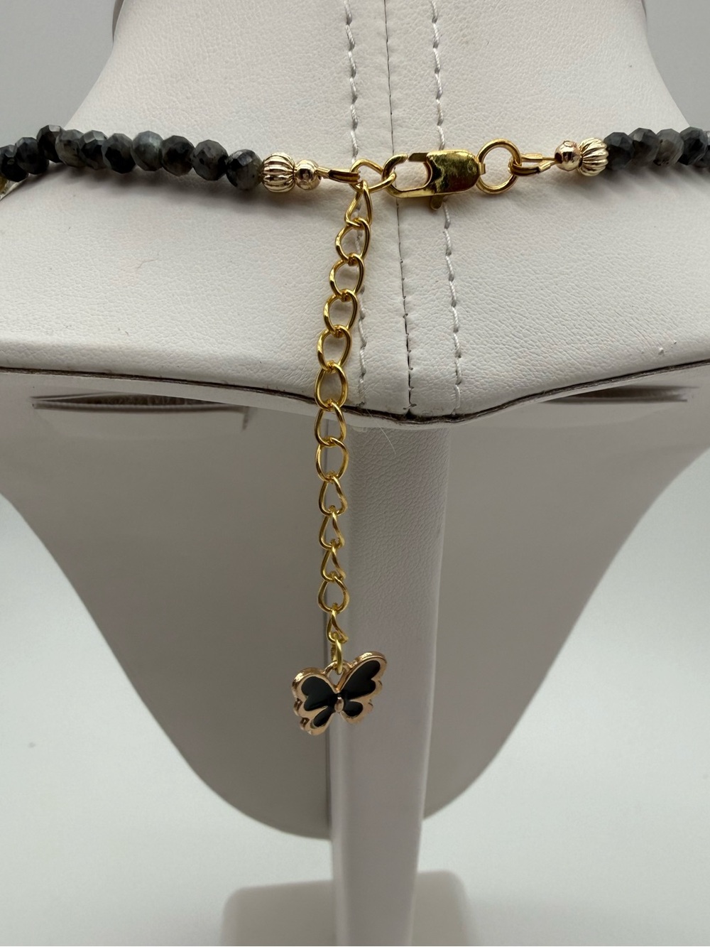 Artisan Snowflake Obsidian Bead Necklace with Nugget Pendant - Picture 5 of 5